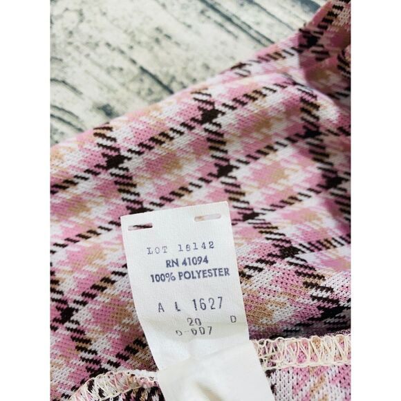 Sears 70s Vtg Wide Leg Flare Relaxed Plaid Tartan‎ Pants Sz 20 (32x31 msrd) Pink - Picture 9 of 9